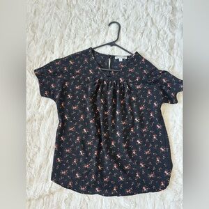 Down East Floral Black Top